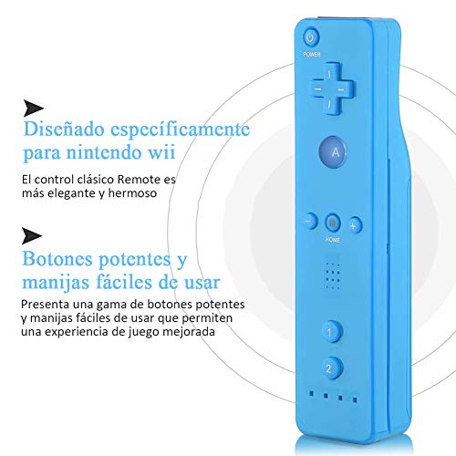 Mando Remote para Wii, Control Remoto Controlador a Distancia con Motion Plus Integrado, Funda Silicona y Correa de Muñeca, Sin Nunchuck Compatible con N-Wii U, Wii (Azul Claro)