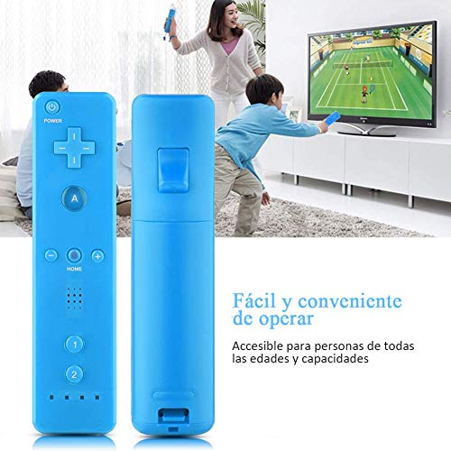 Mando Remote para Wii, Control Remoto Controlador a Distancia con Motion Plus Integrado, Funda Silicona y Correa de Muñeca, Sin Nunchuck Compatible con N-Wii U, Wii (Azul Claro)