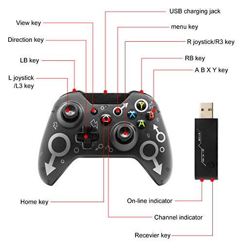 Mando Xbox One inalámbrico compatible con PC Windows 7/8/10 , PS3 Joystick para juegos , Gamepad con diseño ergonómico mejorado