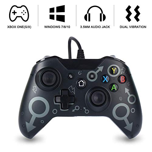 Mando Xbox One, Xbox One S, Xbox One X, Xbox Series x controlador cableado compatible con Windows PC 7/8/10, xbox one controller soporte y controles de audio