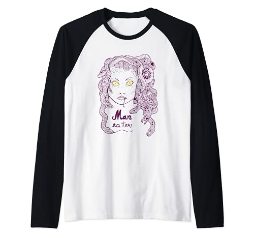 Maneater Medusa Mitología Camiseta Manga Raglan