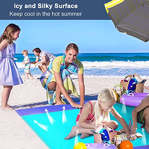 Manta Picnic, Manta de Picnic Impermeable Grande 210x200CM para 4-8 Personas,Esterilla Playa con 4 Clavos Fijos,Manta de playa Portátil,Alfombra de playa para Playa,Camping,Jardín,Senderismo,Viajes