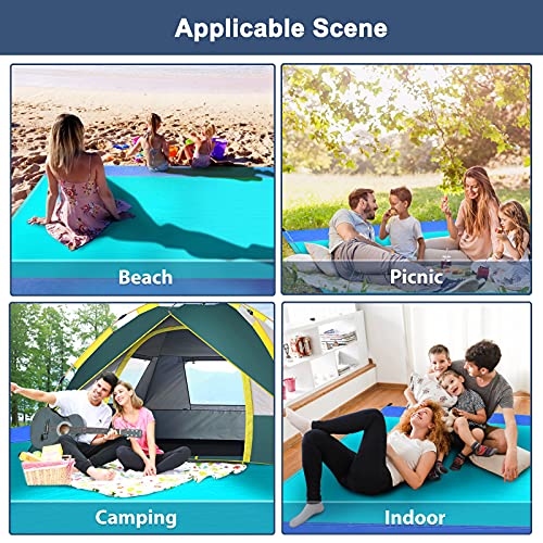Manta Picnic, Manta de Picnic Impermeable Grande 210x200CM para 4-8 Personas,Esterilla Playa con 4 Clavos Fijos,Manta de playa Portátil,Alfombra de playa para Playa,Camping,Jardín,Senderismo,Viajes