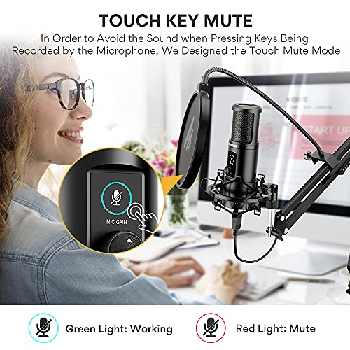 MAONO AU-PM421 Micrófono USB de Condensador para estudio, Kit de micrófono ordenador PC micrófono condensador de computadora para grabación, juegos,transmisión,YouTube