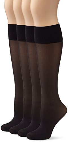 Marca Amazon - Hikaro - Minimedias finas para mujer con función protectora, acabado mate, pack de 4 pares, 40 D, negro (negro 610), talla 39-42 (antes marca Myway)