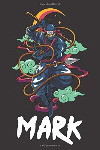 Mark: Ninja Personalized Name Mark, Lined Journal Notebook, 100 Pages, 6x9, Soft Cover, Matte Finish,  Back To School, Preschool, Kindergarten, Kids Ninjas