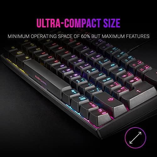 Mars Gamine MKMINIBES Negro, Teclado Mecánico RGB, Ultra-Compacto, Switch Azul, ES