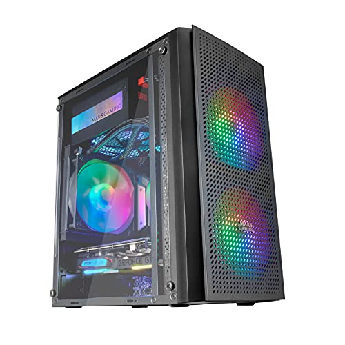 Mars Gaming MC300 Negro, Caja PC Micro ATX, Cristal Templado, Frontal MESH, 3xVentilador FRGB