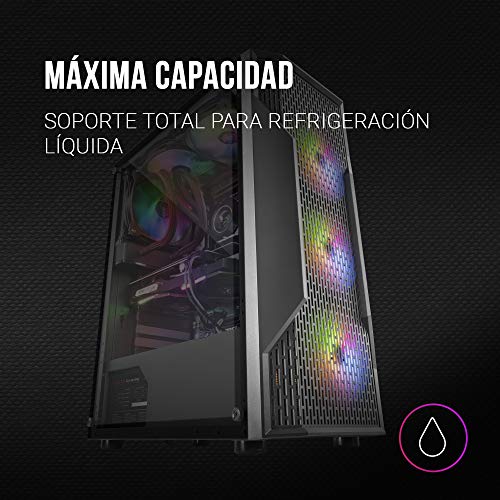 Mars Gaming MCA, Caja PC Gaming ATX, 3x Ventiladores FRGB, Panel Lateral, Negro