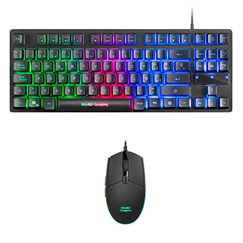 Mars Gaming MCPTKLES, Combo RGB Teclado y Ratón, Diseño TKL, Layout Español