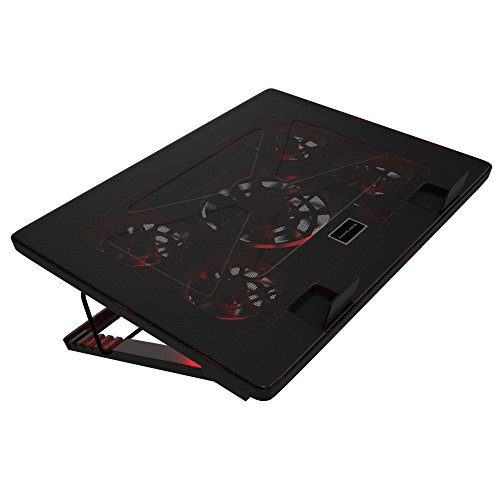 Mars Gaming MNBC2, Base PC, 5 Ventiladores, LED Roja, 2 x USB 2.0, 17.35", Negro
