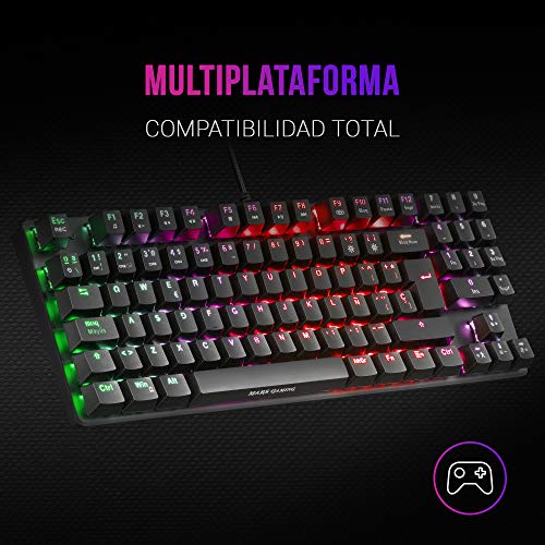 MARSGAMING MKREVOPRO, Teclado Gaming RGB Mecánico, TKL+ NUM, Switch Azul, ES