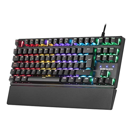 MARSGAMING MKXTKLBES, Teclado Mecánico RGB LED, Switch Azul, Español