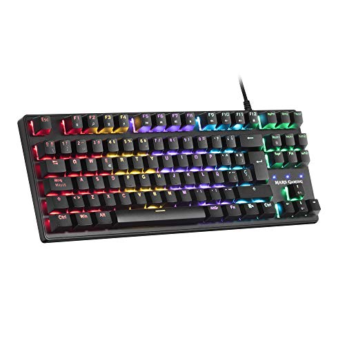 MARSGAMING MKXTKLBES, Teclado Mecánico RGB LED, Switch Azul, Español