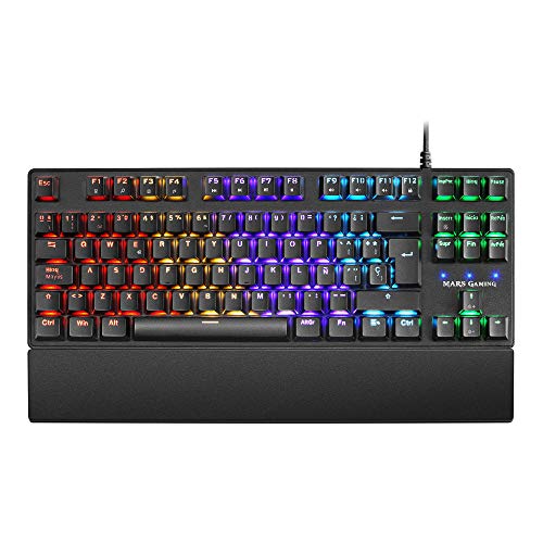 MARSGAMING MKXTKLBES, Teclado Mecánico RGB LED, Switch Azul, Español