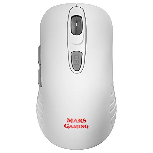 MARSGAMING MMW2W Ratón Gaming Inalámbrico, RGBFlow, 3200DPI, Soft-Touch, Blanco