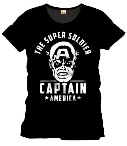 Marvel Captain America Super Soldier Camiseta para Hombre, Color Negro Negro M