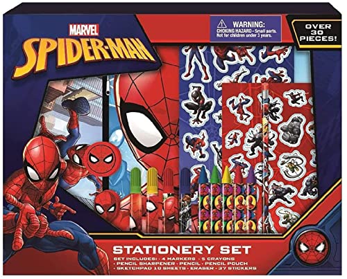 Marvel Spiderman Coloring Set for Kids - 30 Pc. with Stickers + Pencil Case