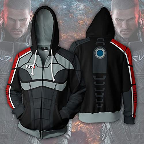 Mass Effect N7 Sudadera con Cremallera Hombre,Cosplay Abrigo De Manga Larga,Sudaderas Hoodies Hombre Mujer Kinsea