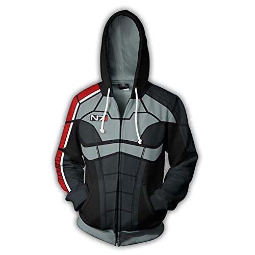 Mass Effect N7 Sudadera con Cremallera Hombre,Cosplay Abrigo De Manga Larga,Sudaderas Hoodies Hombre Mujer Kinsea