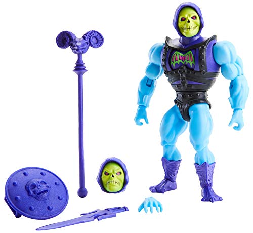 Masters of the Universe (Masters del Universo Orígenes) Figura Skeletor, muñeco articulado de juguete con accesorios (Mattel GVL77)