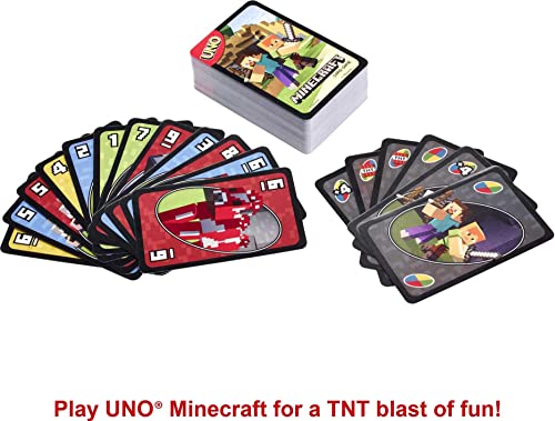 Mattel Games Juego de cartas UNO Minecraft, juego de mesa para niños + 7 años (Mattel FPD61)