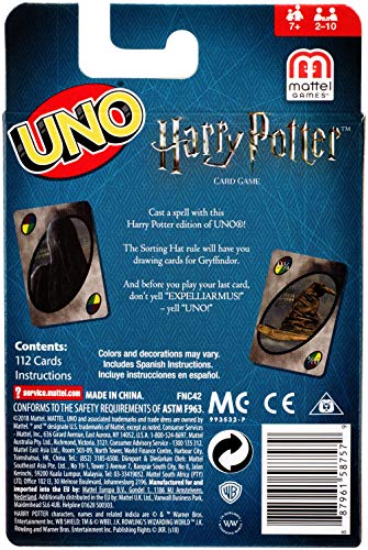 Mattel Games UNO - Harry Potter, Juego de Cartas Para Niños, Multicolor, FNC42