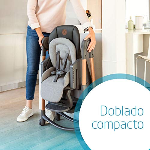 Maxi-Cosi Minla trona Evolutiva, reclinable y plegable, 6 en 1 trona convertible, silla para niños, trona portátil de viaje e Asiento Elevador, crece con el niño 0 meses - 7 años, essential grey