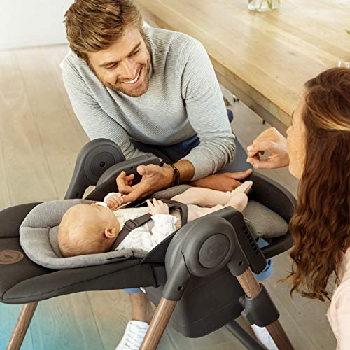 Maxi-Cosi Minla trona Evolutiva, reclinable y plegable, 6 en 1 trona convertible, silla para niños, trona portátil de viaje e Asiento Elevador, crece con el niño 0 meses - 7 años, essential grey
