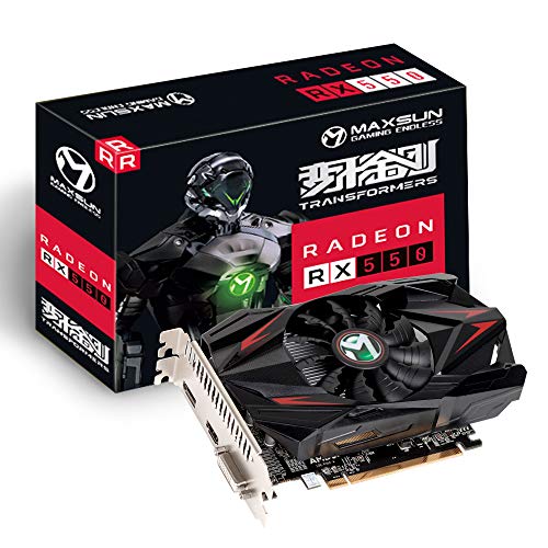 MAXSUN AMD Radeon RX 550 4 GB GDDR5 Tarjeta gráfica ITX para videojuegos en PC GPU 128 Bits DirectX 12 PCI Express X16 3.0 DVI-D Dual Link, HDMI, DisplayPort