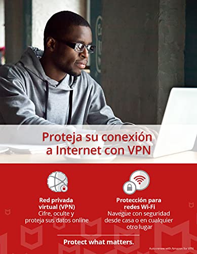 McAfee SafeConnect VPN 2021, 5 Dispositivos, 1 Usuario, 12 Meses, PC/Mac, Código de activación enviado por email