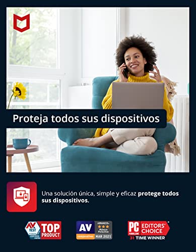 McAfee Total Protection 2022 | 1 dispositivo | 1 año | Antivirus, seguridad en Internet, administrador de contraseñas, VPN, protección de la identidad | PC/Mac/Android/iOS | Por correo postal