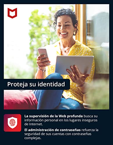 McAfee Total Protection 2022 | 1 dispositivo | 1 año | Antivirus, seguridad en Internet, administrador de contraseñas, VPN, protección de la identidad | PC/Mac/Android/iOS | Por correo postal