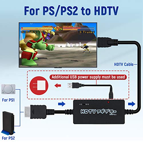 Mcbazel 2M HDMI Conversión HDTV Cable Para PS / PS2 a HDTV Admite 720p / audio estéreo / 16: 9/4: 3 Relación de aspecto(Se debe utilizar una fuente de alimentación USB adicional)