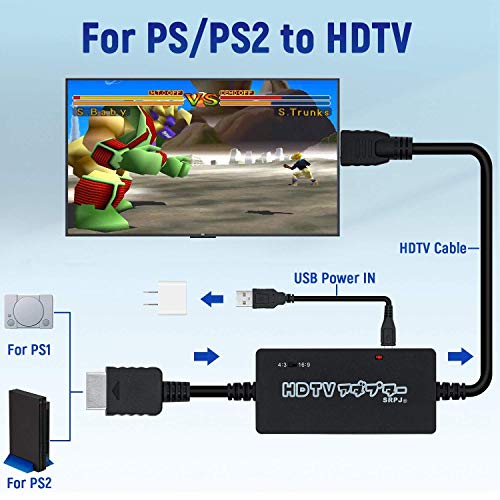 Mcbazel 2M HDMI Conversión HDTV Cable Para PS / PS2 a HDTV Admite 720p / audio estéreo / 16: 9/4: 3 Relación de aspecto(Se debe utilizar una fuente de alimentación USB adicional)