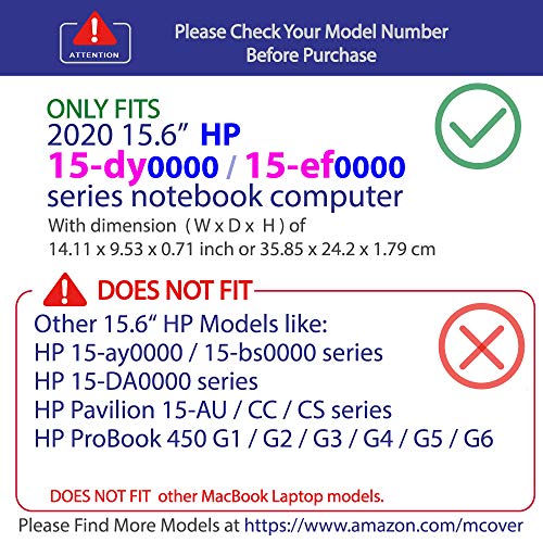 mCover Carcasa rígida Compatible con PC portátil HP 15s-fqXXXX / 15s-eqXXXX / 15-dyXXXX / 15-efXXXX de 15,6" Transparente (🔔❌‼ ️🛑 No Compatible con otro modelo)
