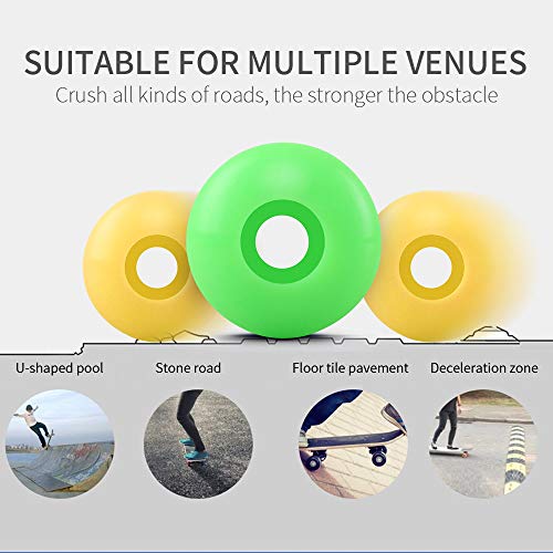 MCTY 4 ruedas para monopatín, ruedas oscilantes dobles de poliuretano de alta velocidad de 52 mm x 32 mm, ruedas de repuesto para monopatín, color negro