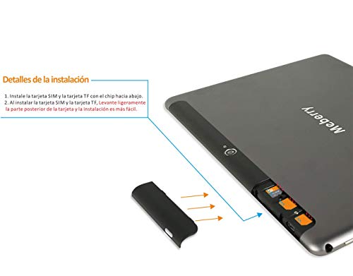 MEBERRY Tablet 10 '' HD IPS WiFi + Cellular 4GB RAM + 64GB ROM Android 10.0 Tableta, Google GMS | Dual SIM & Dual Cámara(5MP + 8MP) | 8000mAh | Bluetooth | GPS, Teclado & Ratón - Gris