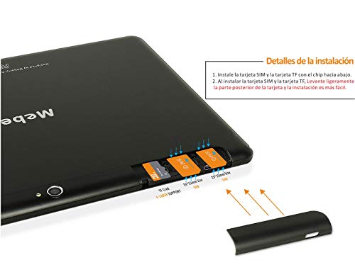 MEBERRY Tablet 10 Pulgadas Android 10.0 Tablets 4GB RAM+64GB ROM - WI-FI+Cellular | Google GMS | Dual SIM & Dual Cámara | 8000mAh | Bluetooth | GPS, Teclado&Ratón - Negro