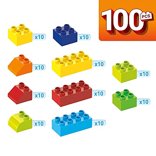 Mega Bloks Caja de 100 bloques de construcción, juguetes niños +2 años (Mattel GJD21)