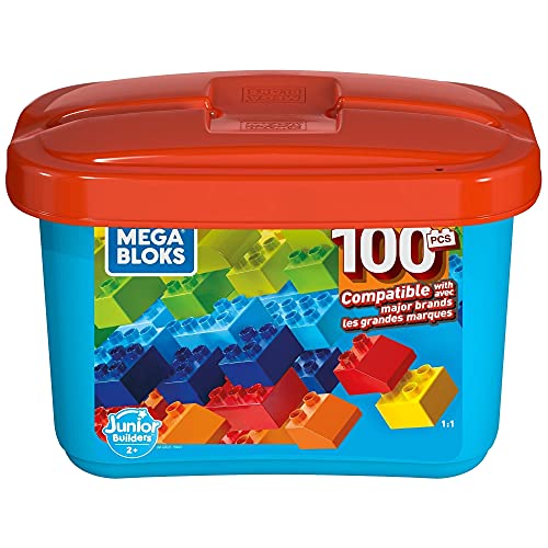 Mega Bloks Caja de 100 bloques de construcción, juguetes niños +2 años (Mattel GJD21)