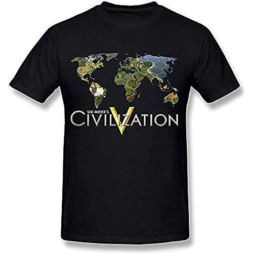 Men's Cool Picture SID Meiers Civilization V Game Cotton T-Shirt M Black XL