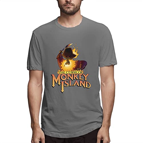 Men's The Curse of Monkey Island Short Sleeve Solid Crew Neck T-Shirt Camisetas y Tops(Small)