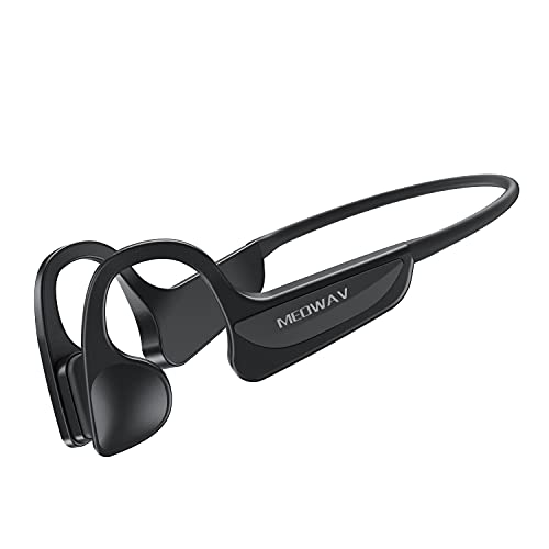 MEOWAV Auriculares Conduccion Osea Bluetooth 5.0 Cascos Deportivos Inalámbricos con Micrófonos IP68 Impermeable 16G Memoria 16 Horas Reproductor de MP3 (Black)