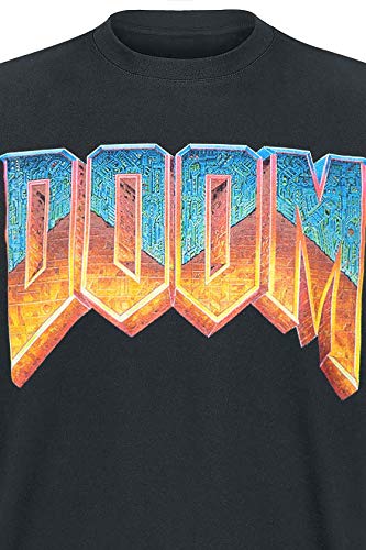 Meroncourt Doom Classic Logo Camiseta, Negro (, XXL para Hombre