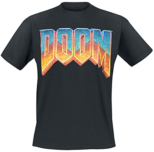 Meroncourt Doom Classic Logo Camiseta, Negro (, XXL para Hombre