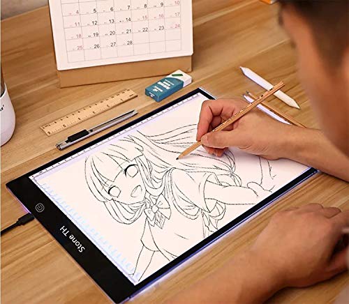 Mesa de Luz Dibujo A4, LED Tableta de Luz de Iluminación de la Caja de Alimentación Micro USB Ideal para Animacion Tatoo Dibuja