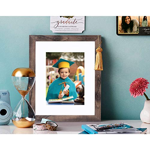 Metrekey Juego de 2 marcos de fotos de 20 x 25 cm, madera de nogal, para fotos de 13 x 18 cm, con paspartú, para colgar en la pared o de pie