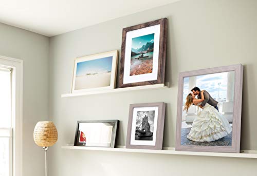 Metrekey Juego de 2 marcos de fotos de 20 x 25 cm, madera de nogal, para fotos de 13 x 18 cm, con paspartú, para colgar en la pared o de pie
