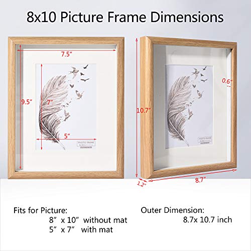 Metrekey Marco de fotos de 20 x 25 cm con cristal, caja 3D con paspartú para formatos de imagen de 13 x 18 cm, juego de 2 marcos de fotos amarillos para mesa y colgante de pared